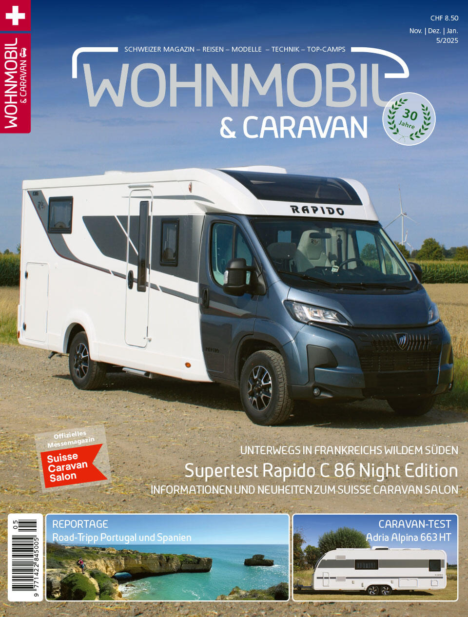 Aktuelle Ausgabe des Magazins WOHNMOBIL & CARAVAN