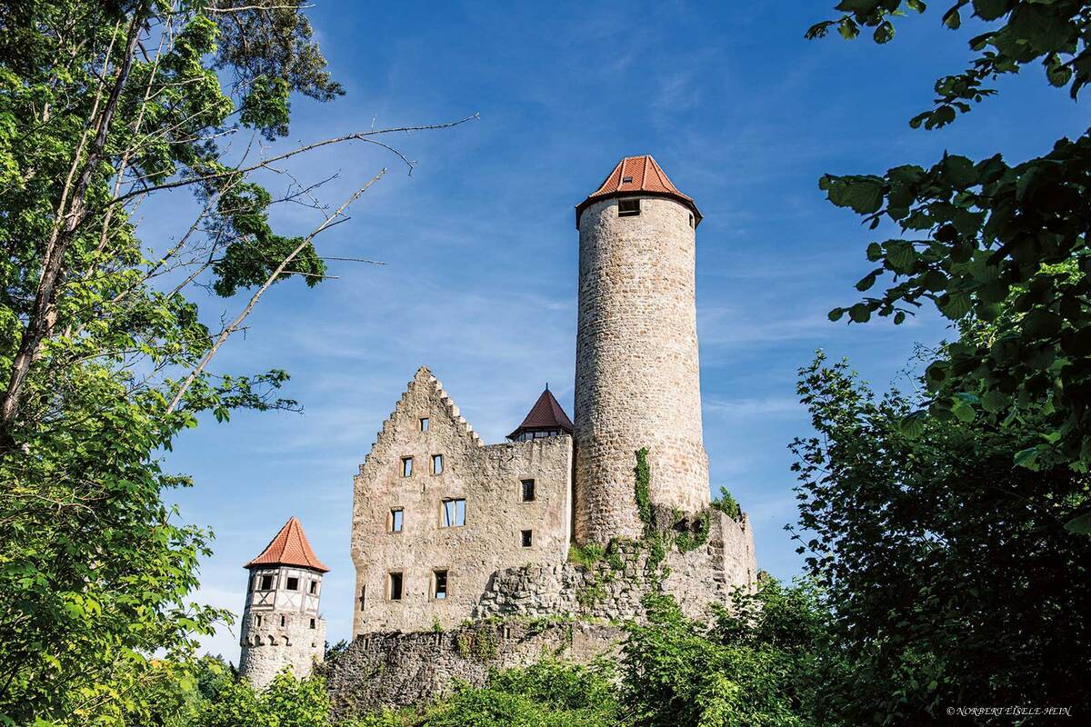Le château modèle de Hornberg, propriété du chevalier Götz von Berlichingen, trône au-dessus du Neckar.